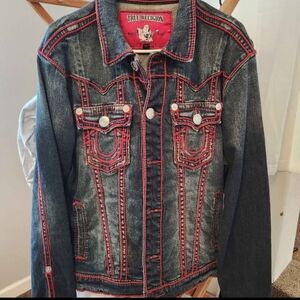 True Religion Denim Jacket with Red Stitching